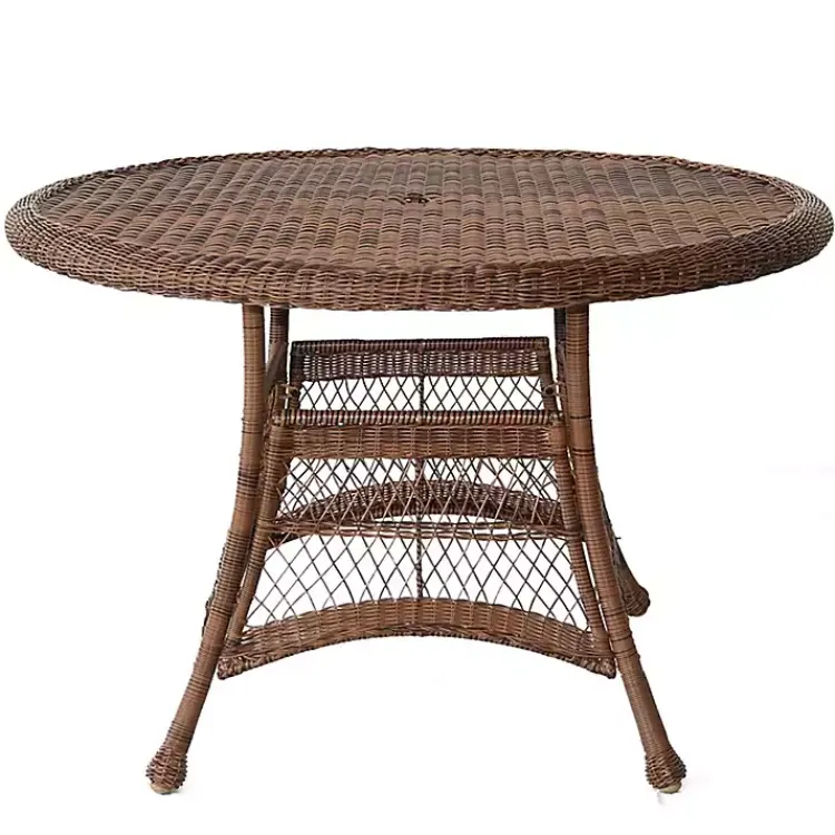 Kirklands Home Honey Resin Wicker Round Dining Table Brown New