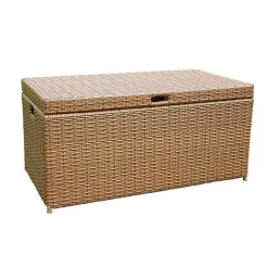 Kirklands Home Honey Wicker Outdoor Storage Box Brown Sale