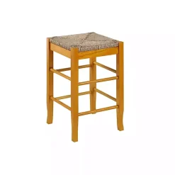 Kirklands Home Honey Wood and Woven Rush Counter Stool Tan Sale