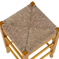 Kirklands Home Honey Wood and Woven Rush Counter Stool Tan Sale