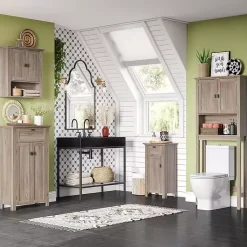 Kirklands Home Honey Woodgrain Wall-Mounted Cabinet Tan Hot
