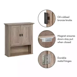Kirklands Home Honey Woodgrain Wall-Mounted Cabinet Tan Hot