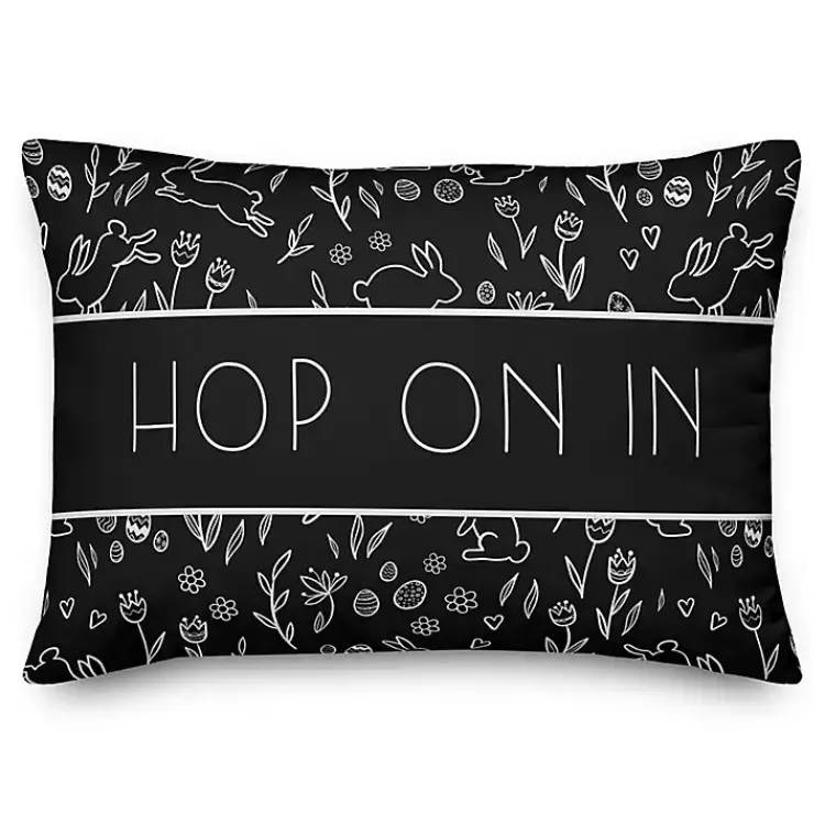 Easter Decorations>Kirklands Home Hop On In Bunny Pattern Outdoor Throw Pillow
