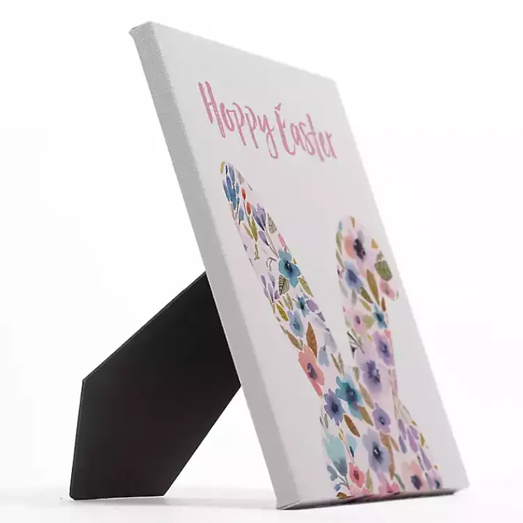 Easter Decorations>Kirklands Home Hoppy Easter Floral Bunny Table Canvas Art Print White
