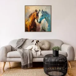 Kirklands Home Horse Couple Framed Canvas Art Print Hot