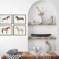 Kirklands Home Horses Framed Art Prints, Set of 4 White