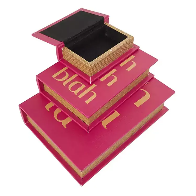 Baskets & Boxes>Kirklands Home Hot Pink Ooh La La Book Boxes, Set of 3