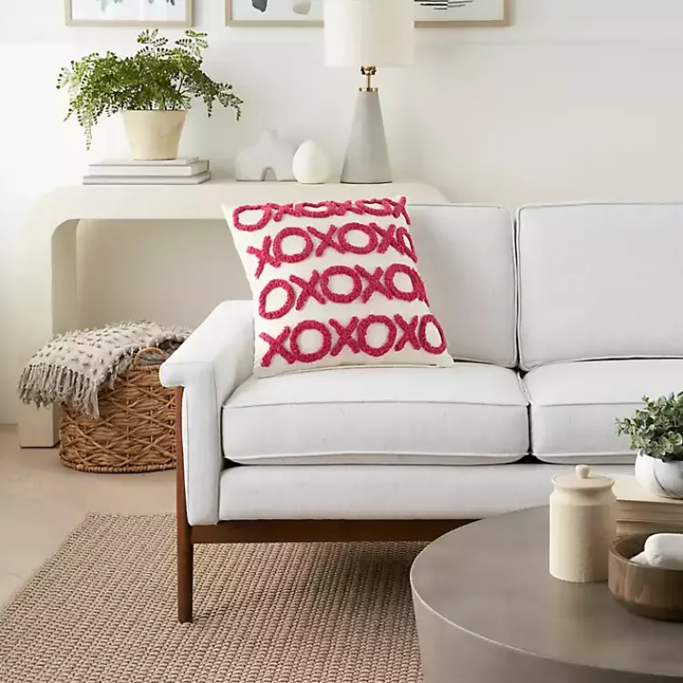 Valentines Day Decorations>Kirklands Home Hot Pink Tufted XOXO Pillow