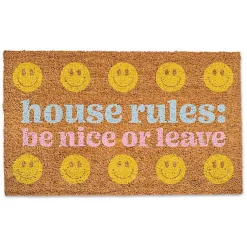 Kirklands Home House Rules: Be Nice or Leave Coir Doormat Sale