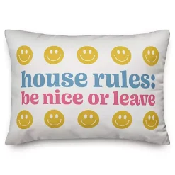 Pillows>Kirklands Home House Rules: Be Nice or Leave Lumbar Pillow
