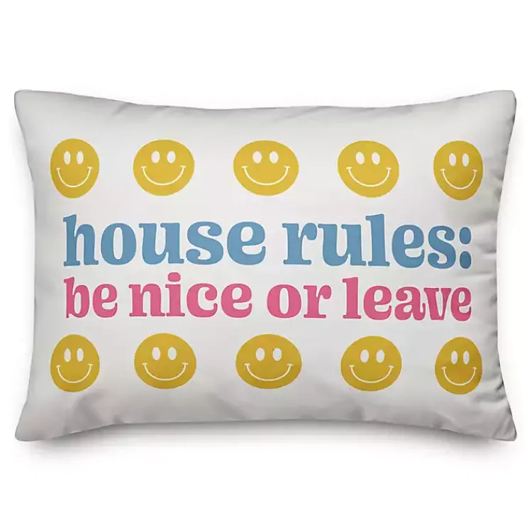 Pillows>Kirklands Home House Rules: Be Nice or Leave Lumbar Pillow