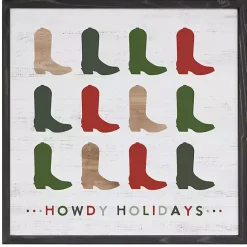 Christmas Art & Wall Decor>Kirklands Home Howdy Holidays Boots Wall Plaque