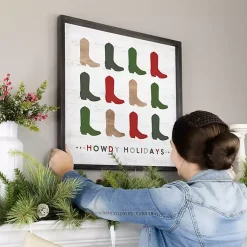 Christmas Art & Wall Decor>Kirklands Home Howdy Holidays Boots Wall Plaque