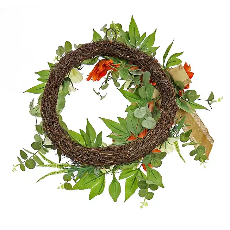 Wreaths>Kirklands Home Hydrangeas and Roses Harvest Wreath