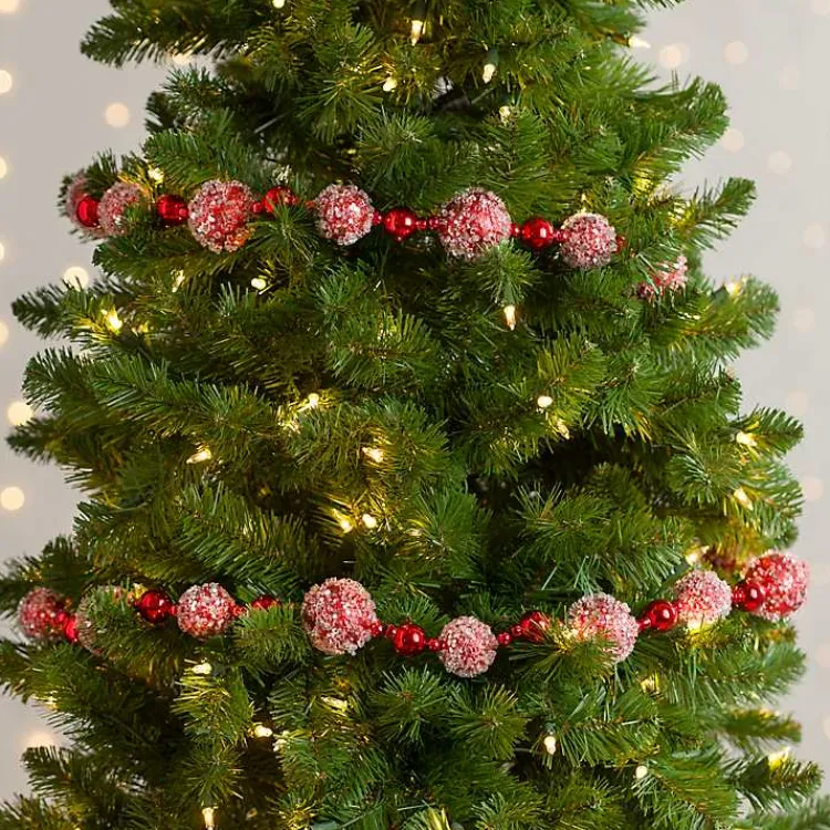 Christmas Tree Decorations>Kirklands Home Iced Orb Beaded Garland Red