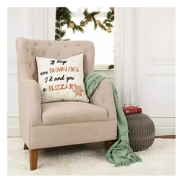 Christmas Pillows>Kirklands Home If Hugs were Snowflakes Christmas Throw Pillow White