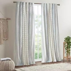 Kirklands Home Imani Chenille Stripe Curtain Panel, 84 in. Blue Sale