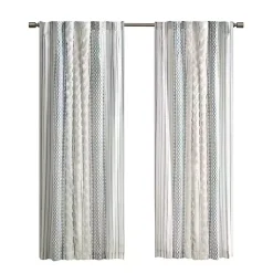 Kirklands Home Imani Chenille Stripe Curtain Panel, 95 in. Blue Sale