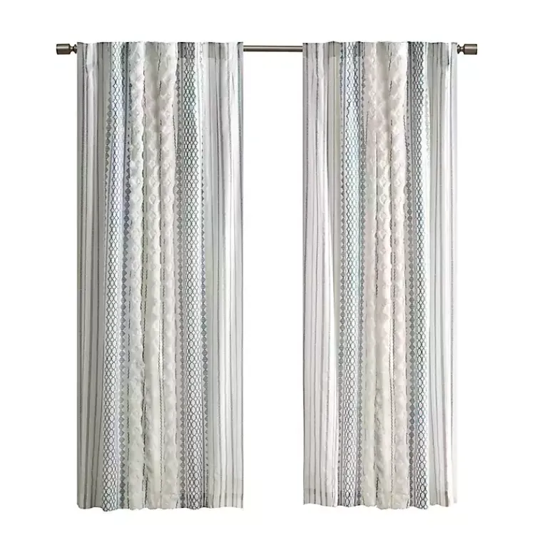 Kirklands Home Imani Chenille Stripe Curtain Panel, 95 in. Blue Sale