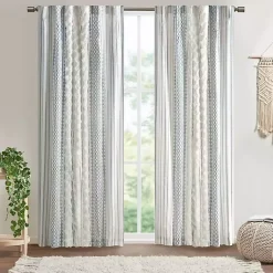 Kirklands Home Imani Chenille Stripe Curtain Panel, 95 in. Blue Sale