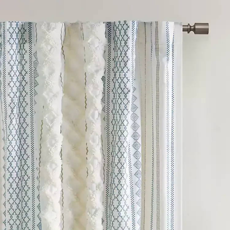 Kirklands Home Imani Chenille Stripe Curtain Panel, 95 in. Blue Sale