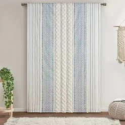 Kirklands Home Imani Chenille Stripe Curtain Panel, 95 in. Blue Sale