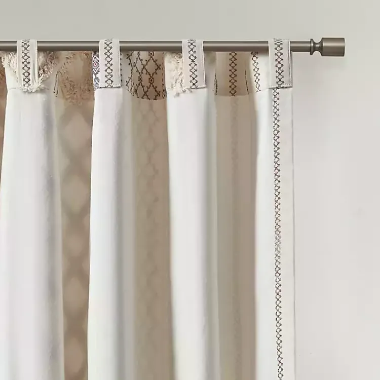 Kirklands Home Imani Cream Chenille Stripe Curtain Panel, 95 in. Ivory Hot