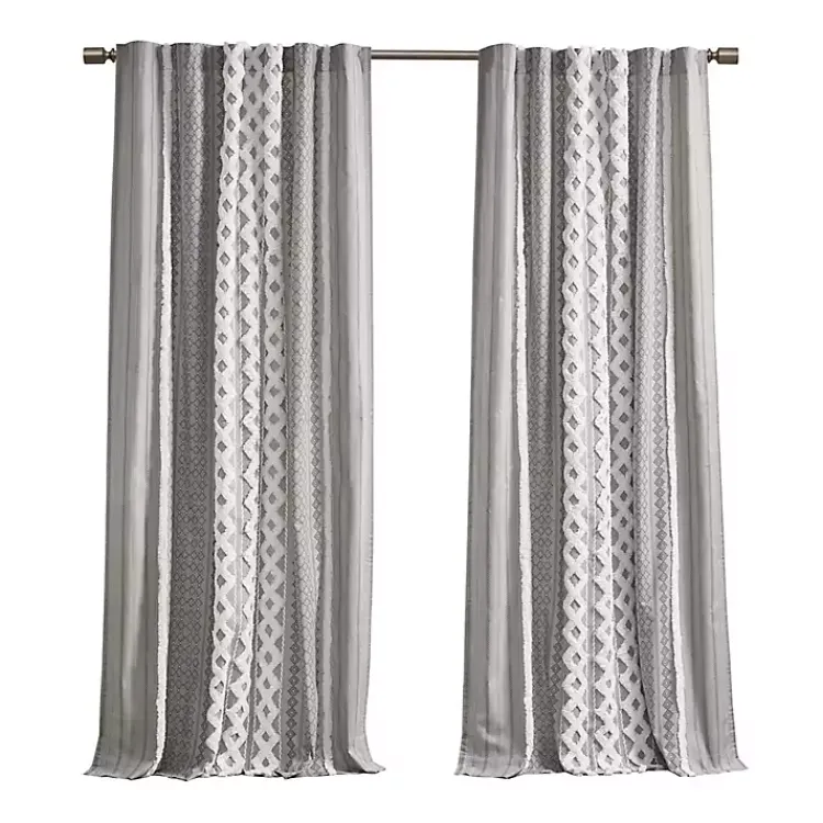 Kirklands Home Imani Chenille Stripe Curtain Panel, 84 in. Gray Sale