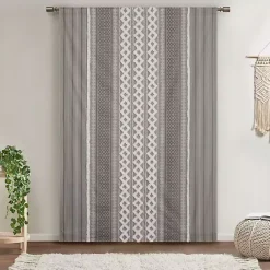 Kirklands Home Imani Chenille Stripe Curtain Panel, 84 in. Gray Sale