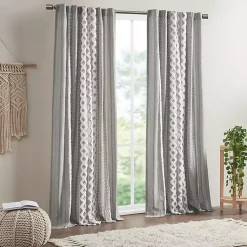 Kirklands Home Imani Chenille Stripe Curtain Panel, 95 in. Gray Hot