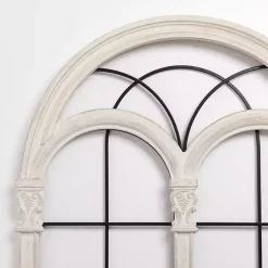 Kirklands Home Imogen White Arched Windowpane Wall Plaque Best