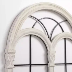 Kirklands Home Imogen White Arched Windowpane Wall Plaque Best