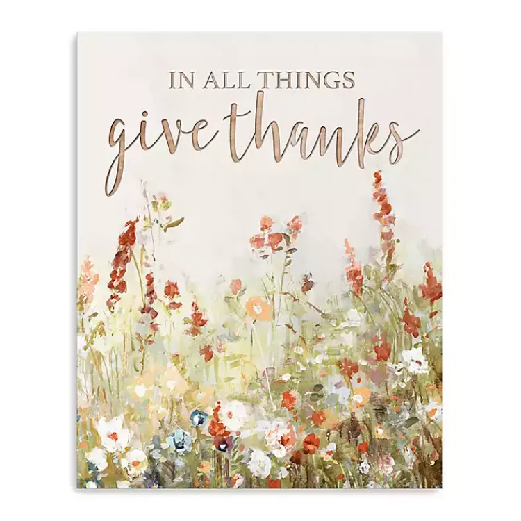 Fall>Kirklands Home In All Things Give Thanks Canvas Art Print