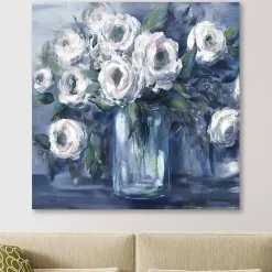Kirklands Home Indigo and White Blooms Giclee Canvas Art Print Hot