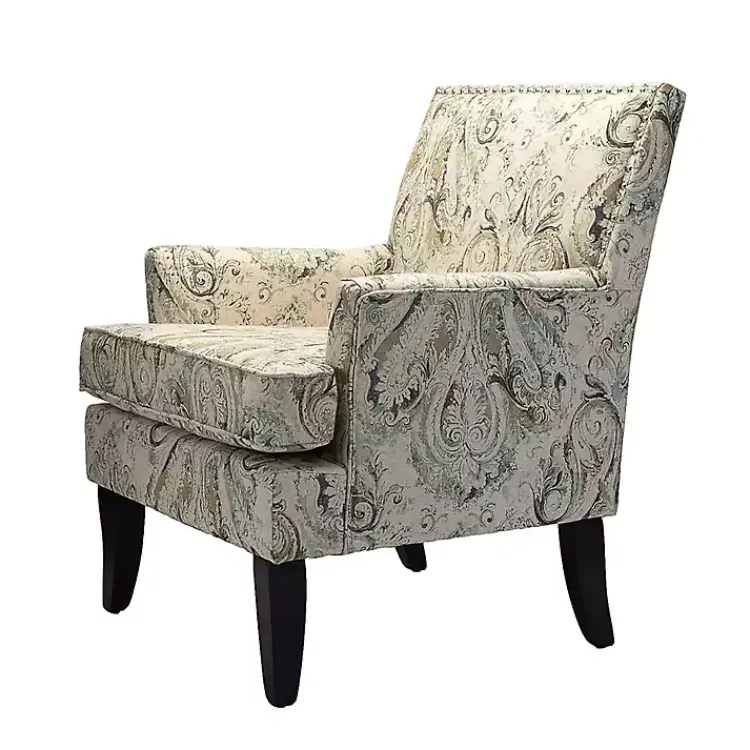 Kirklands Home Indigo and Yellow Floral Upholstered Accent Chair New