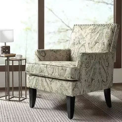 Kirklands Home Indigo and Yellow Floral Upholstered Accent Chair New