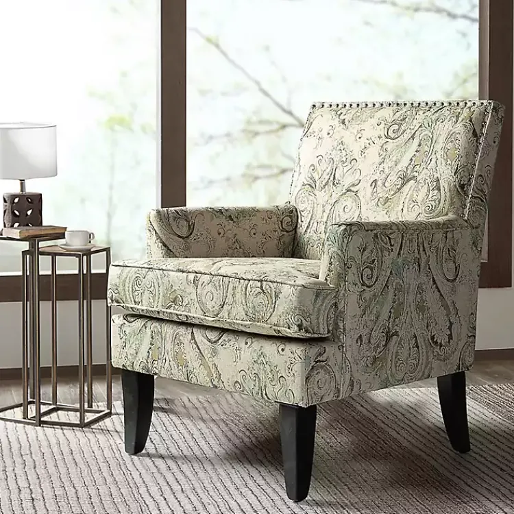 Kirklands Home Indigo and Yellow Floral Upholstered Accent Chair New