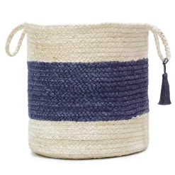 Baskets & Boxes>Kirklands Home Indigo Bold Striped Jute Basket, 19 in.