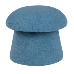 Kirklands Home Indigo Boucle Mushroom Storage Ottoman Blue Clearance