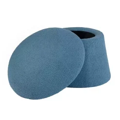 Kirklands Home Indigo Boucle Mushroom Storage Ottoman Blue Clearance