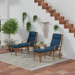 Kirklands Home Indigo Canvas French Edge Outdoor Chaise Cushion Blue Clearance