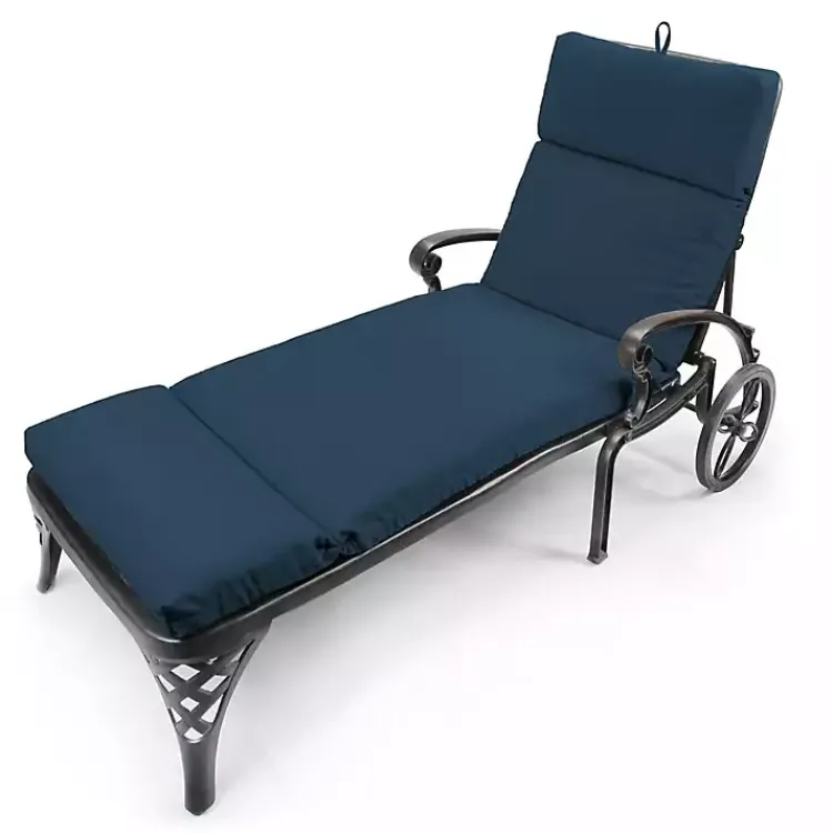 Kirklands Home Indigo Canvas French Edge Outdoor Chaise Cushion Blue Clearance