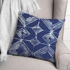 Kirklands Home Indigo Diamonds Outdoor Throw Pillow Blue Discount