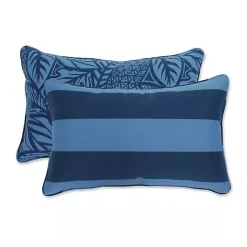 Kirklands Home Indigo Island Reversible Outdoor Lumbar Pillow Blue Hot