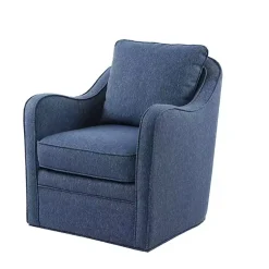 Kirklands Home Indigo Swivel Upholstered Wide Seat Accent Chair Blue Sale