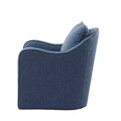 Kirklands Home Indigo Swivel Upholstered Wide Seat Accent Chair Blue Sale