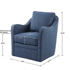 Kirklands Home Indigo Swivel Upholstered Wide Seat Accent Chair Blue Sale