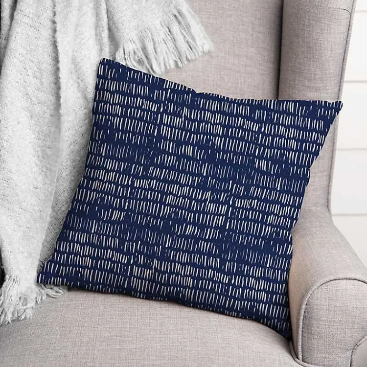 Kirklands Home Indigo Thatch Outdoor Throw Pillow New
