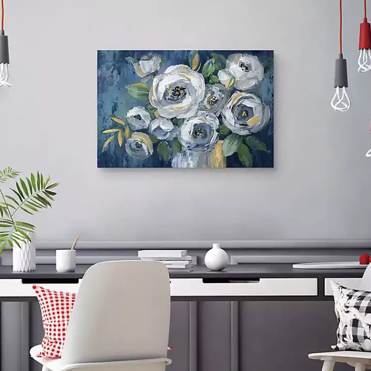 Kirklands Home Indigo Touch of Gold Canvas Art Print, 36x24 in. Blue Outlet