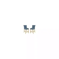 Kirklands Home Indigo Tufted Nailhead Counter Stools, Set of 2 Blue Clearance